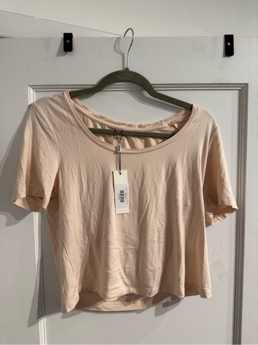 L'AGENCE - Dana Scoop Neck Cropped Tee - Bisque - NWT
